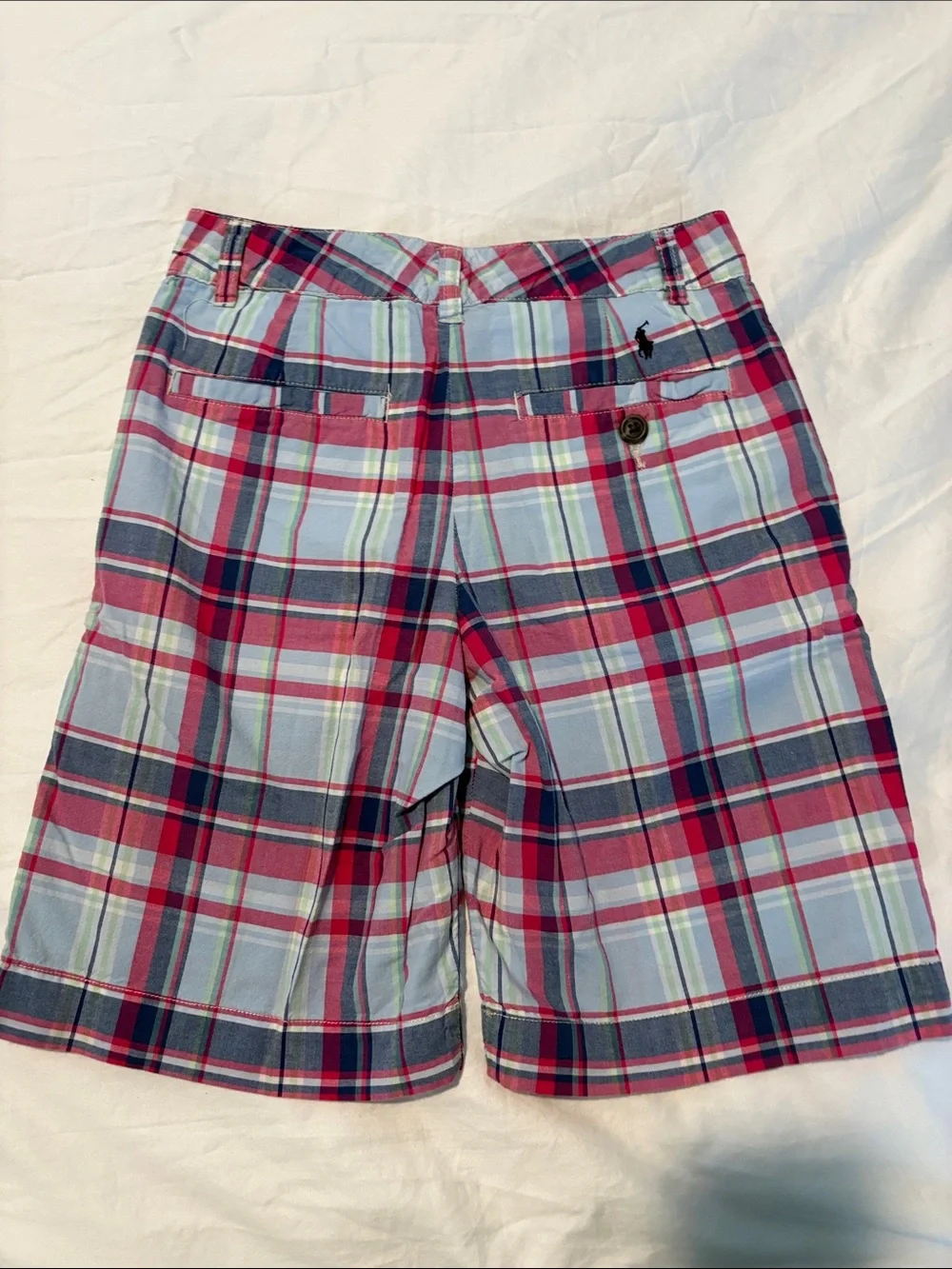 Ralph Lauren Plaid Flat-Front Boy’s Shorts — Pink, Blue Green, White Size 8